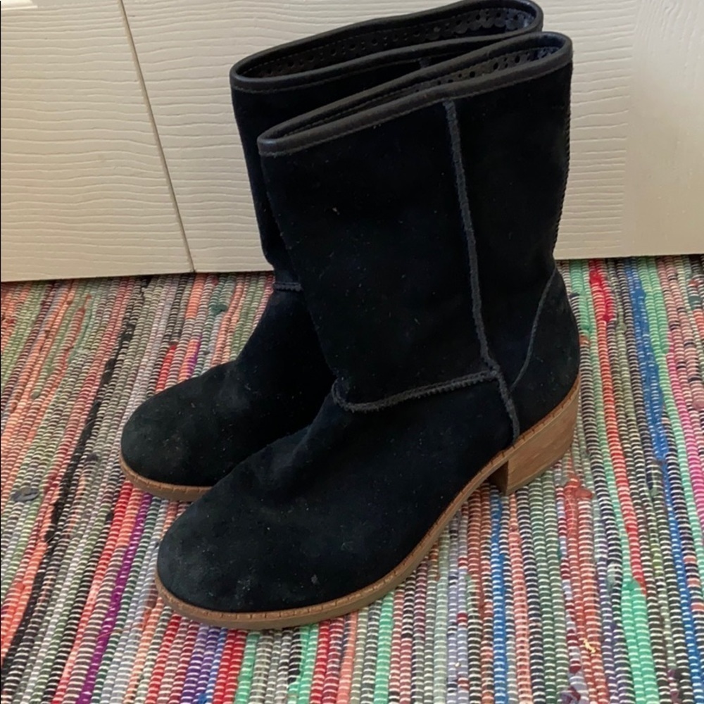 Ugg black suede heeled booties